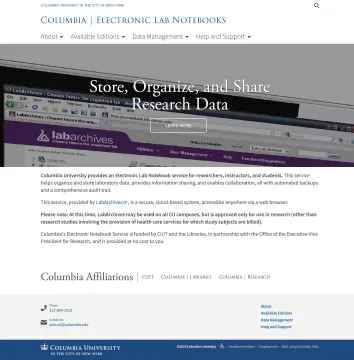Screengrab for Electronic Lab Notebooks Site