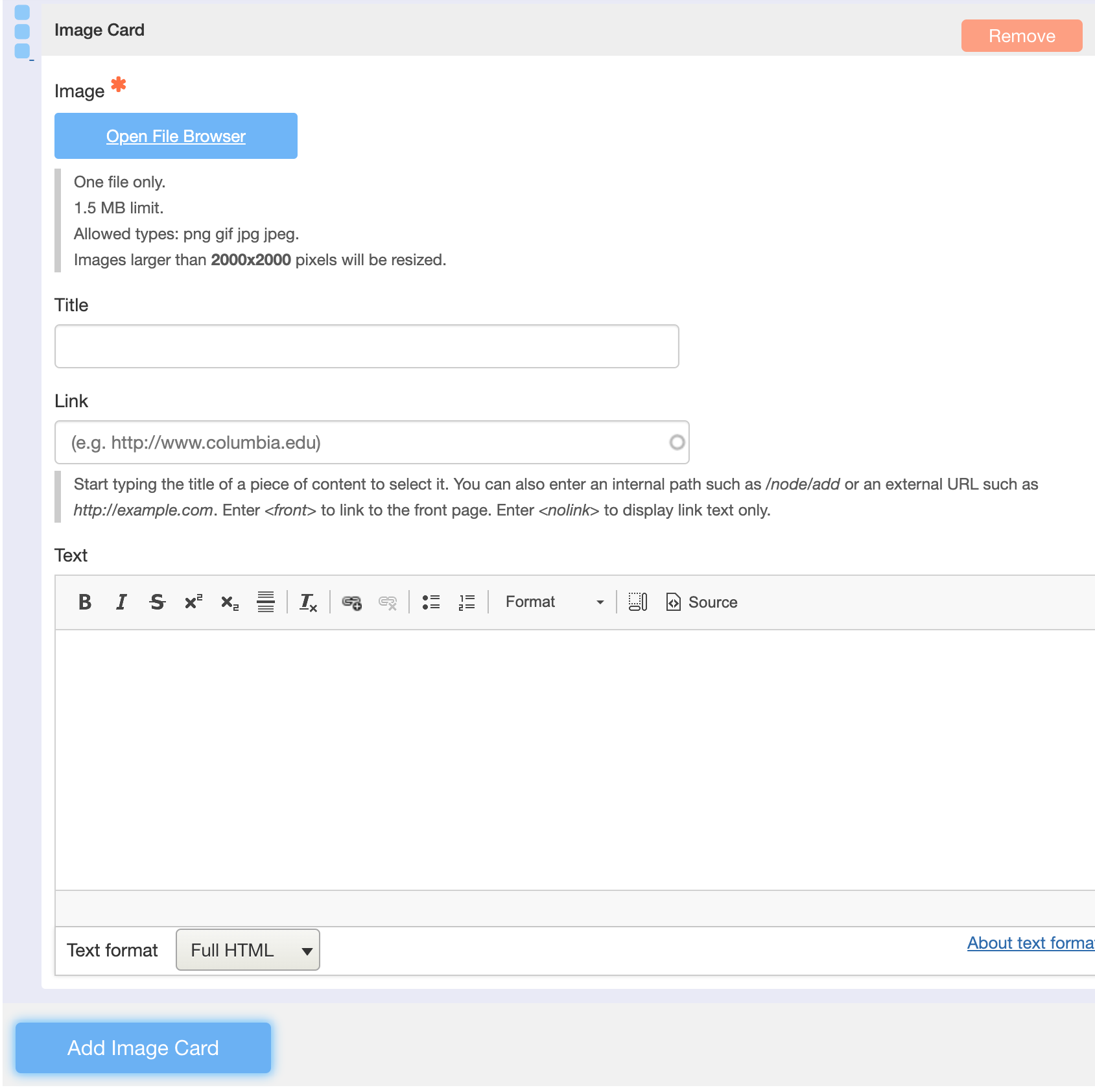 Configure Individual Card