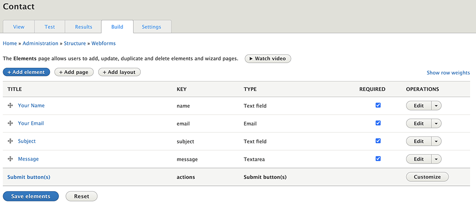 text displaying the backend of the webform 