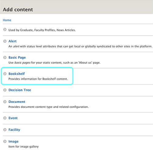 text displays add content with the highlighting of bookshelf option