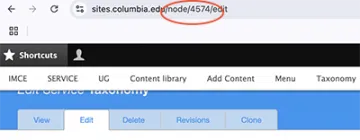 Columbia Sites node number
