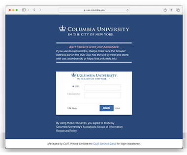 Columbia University CAS Login
