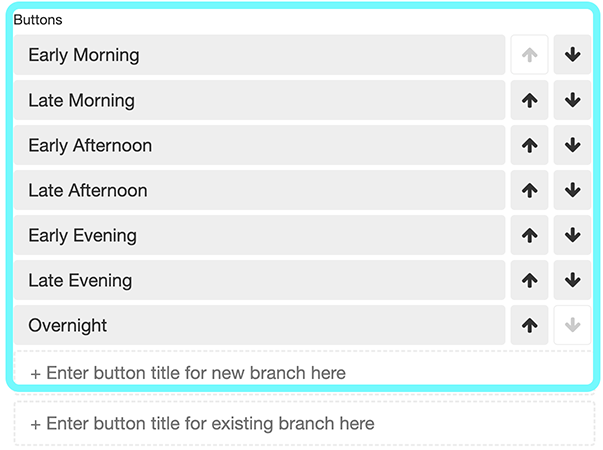 Text options describe names of buttons