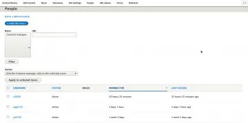 Text displaying UNI activity on the backend of a website. 