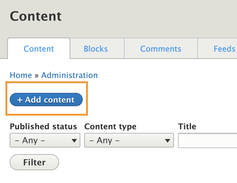 + Add Content button
