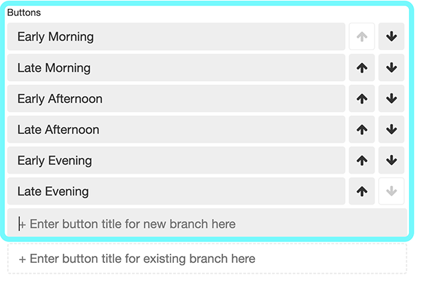 Text highlighting button options within a decision tree