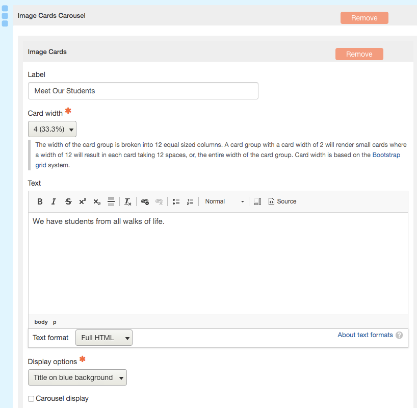 Configure Carousel Settings