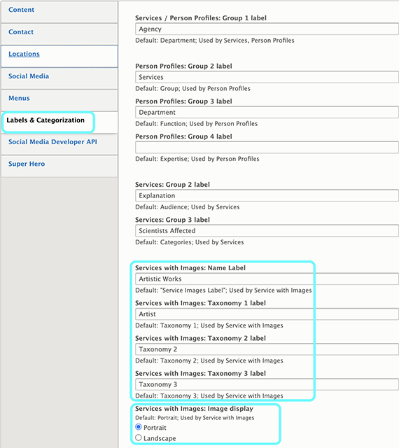 Text highlighting areas for setting up labels and categorizations within the Bookshelf images. 