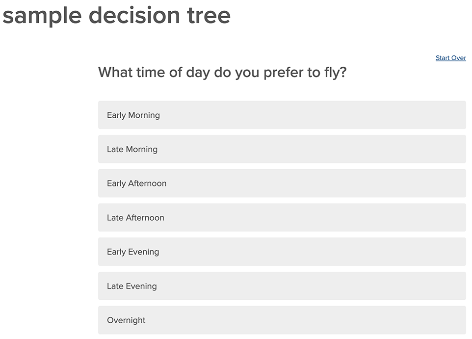 text of options for new question within the decision tree 