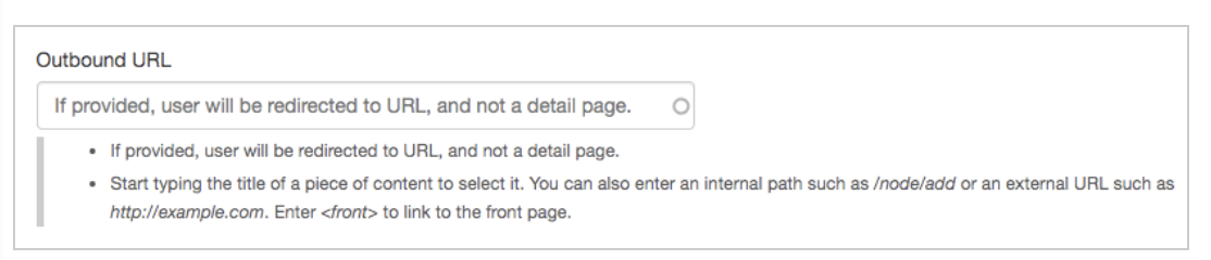 Text displaying outbound url details. 