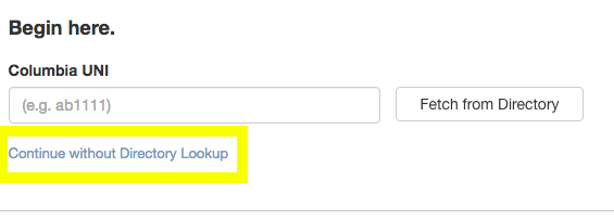 Continue without Directory Lookup