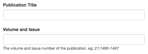 Enter the publication title, volume and issue of the publication
