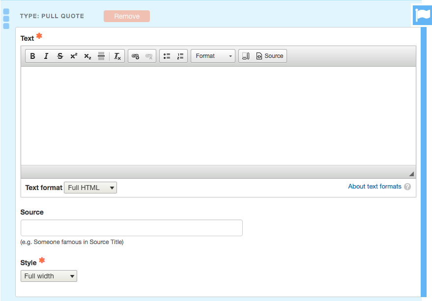 Enter Pull Quote details