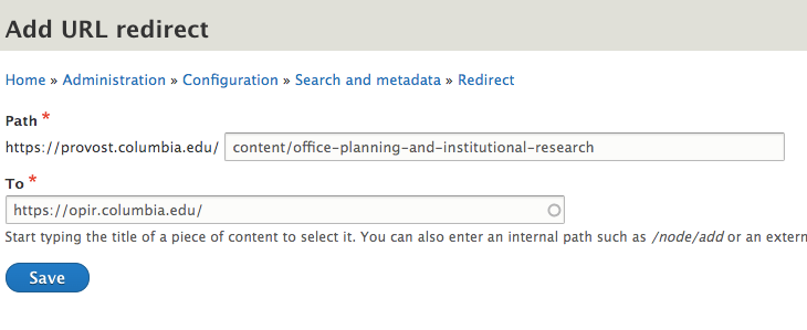 enter information in the Path and To fields