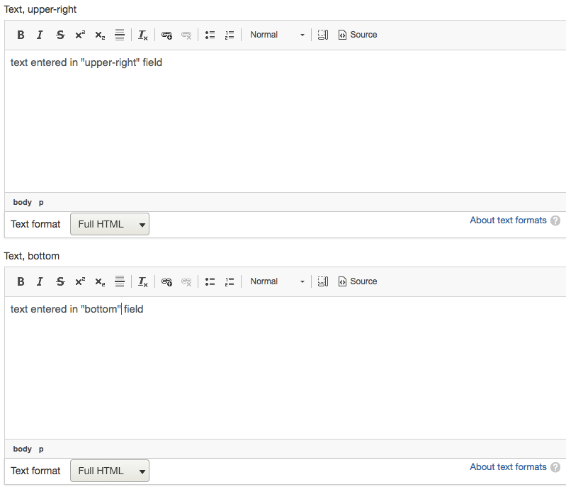 labels for a header and footer