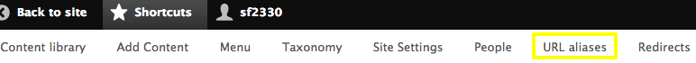 Shortcuts > URL Aliases