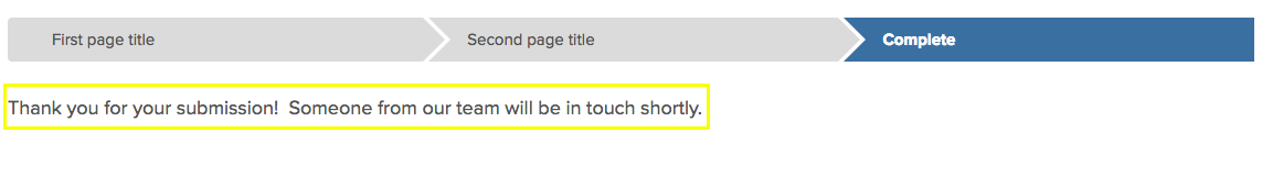 the message to display upon successful submission