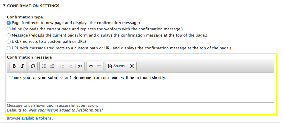 Settings > Confirmation Settings.