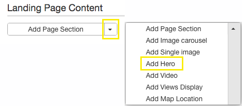 click on Add Hero from the available content options.