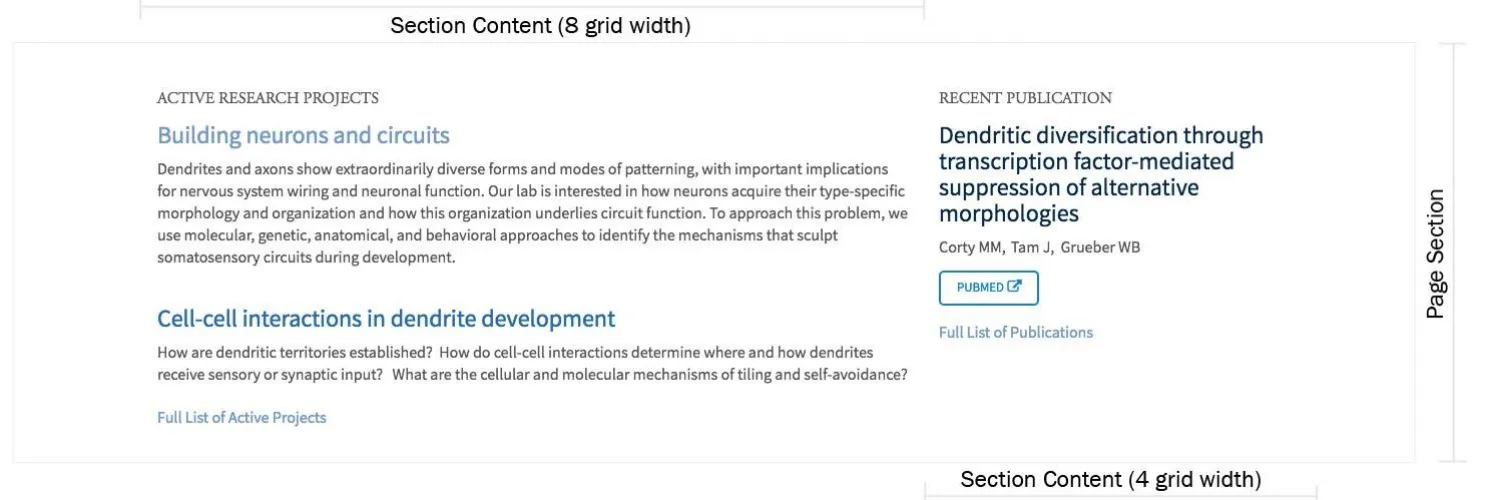 Two Section Content blocks rendered