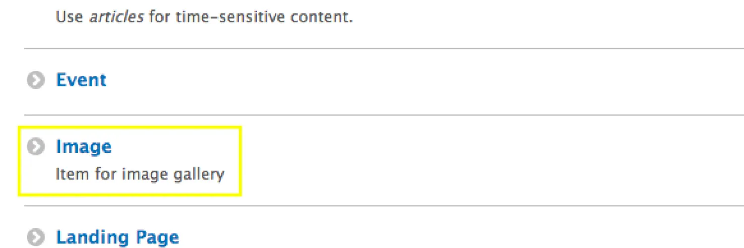 Select Image from the content option