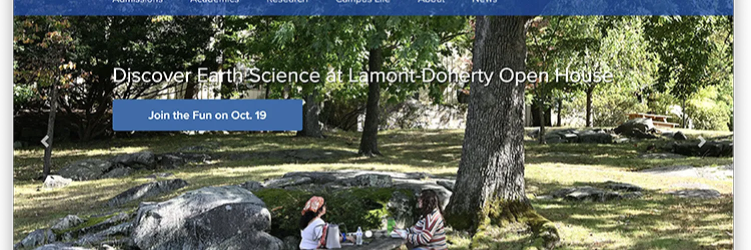 Screen grab of a webpage showing an orange band with white text above the website brand bar