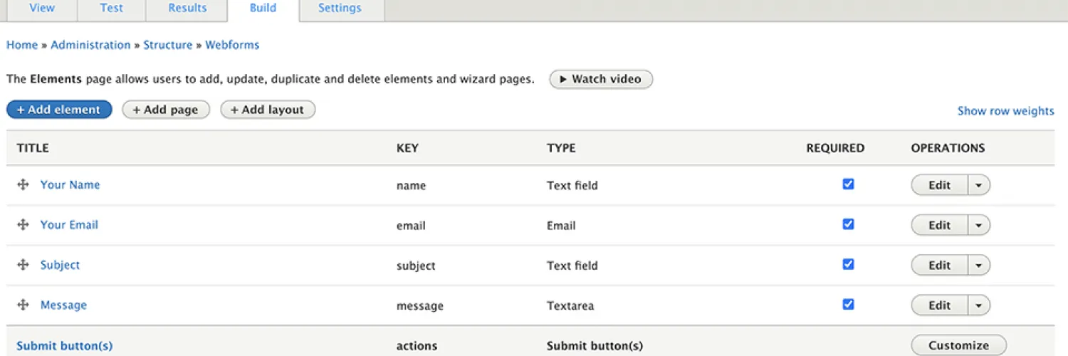 text displaying the backend of the webform 