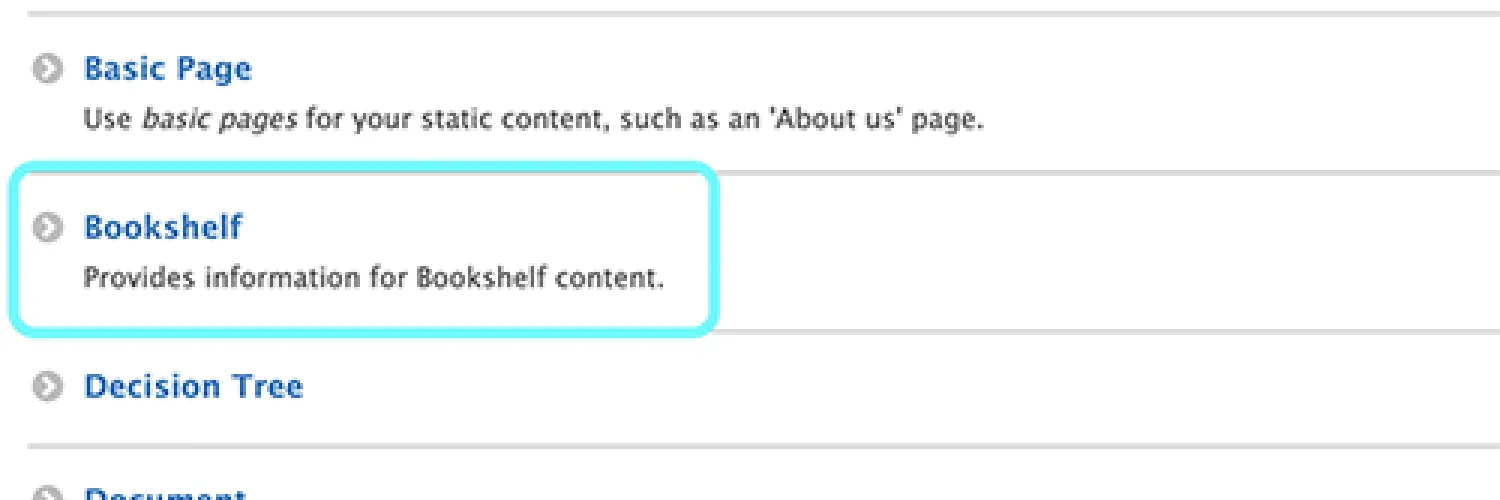 text displays add content with the highlighting of bookshelf option