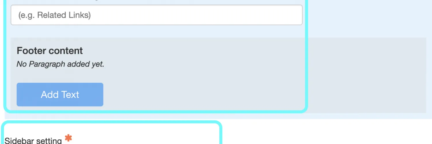 Text highlighting fields to build out basic page content
