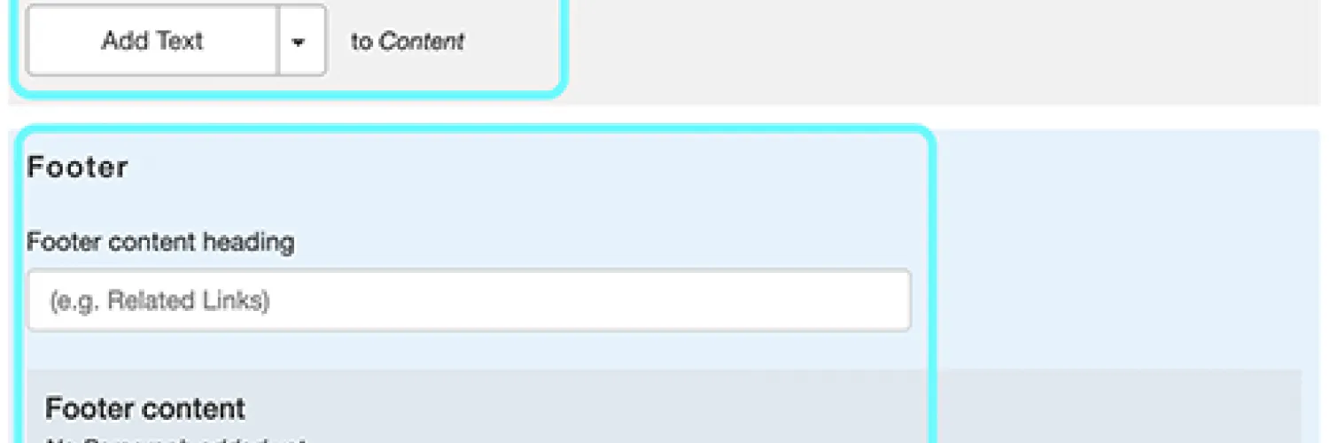 Text displaying featured content, content, footer and sidebar content options. 