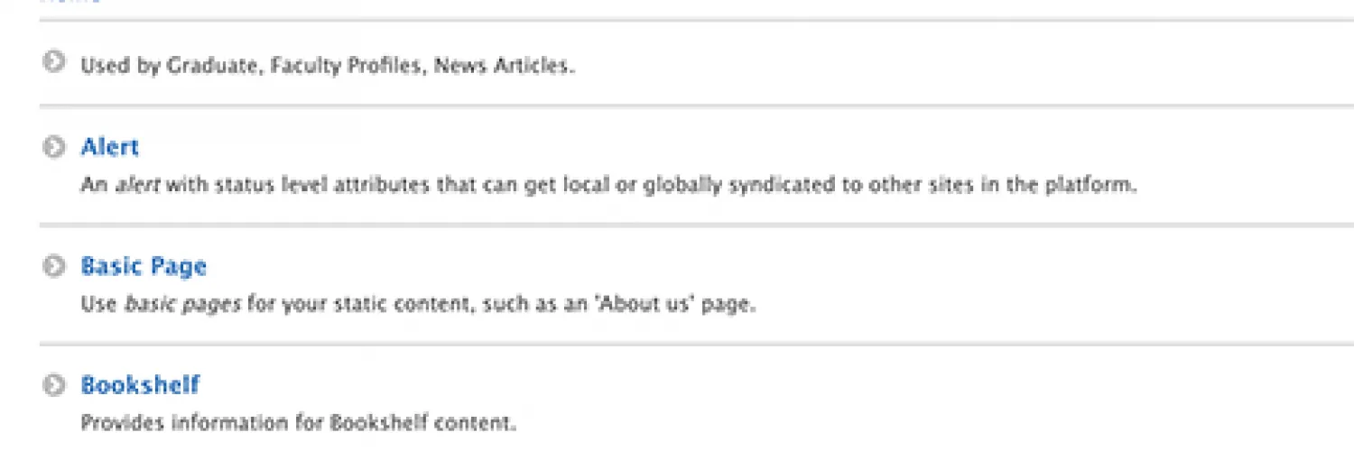 text displaying add content and document options