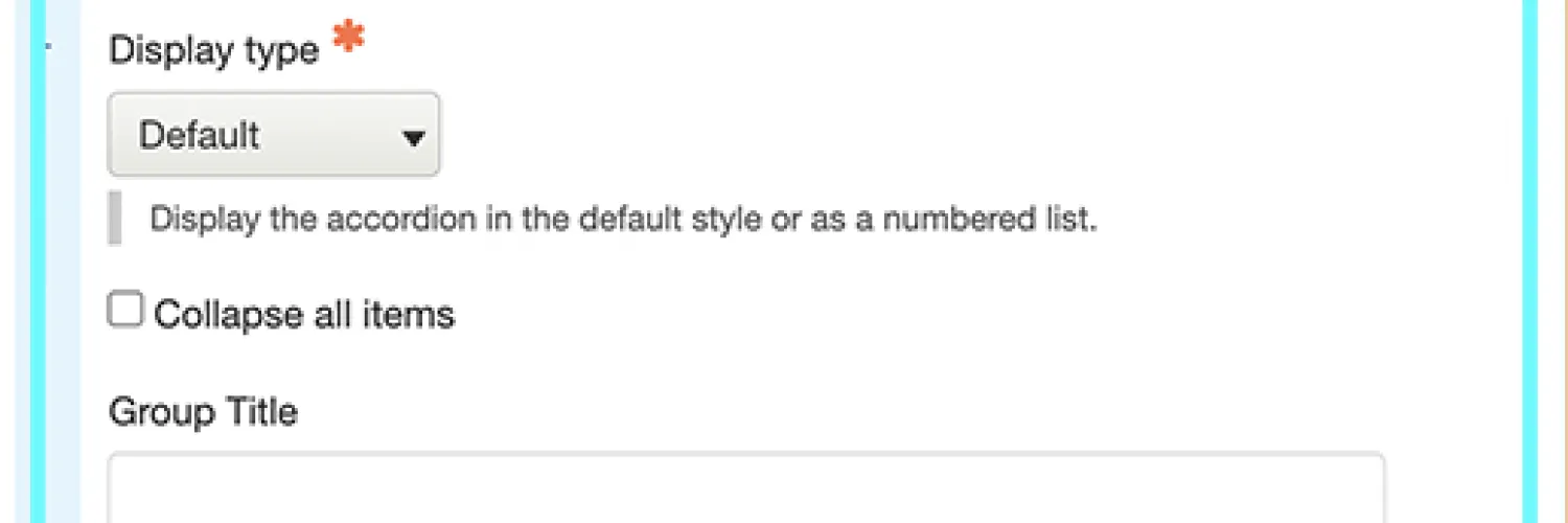 Text highlighting fields leading to the creation of an accordion