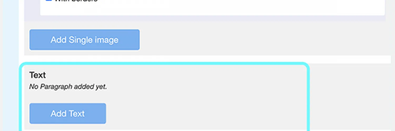 text displaying the image and call to action buttons