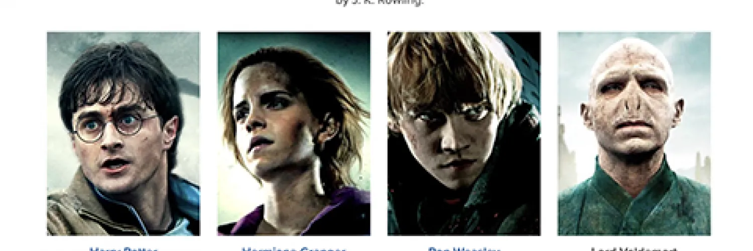 Sample images of Harry Potter characters in display of image cards