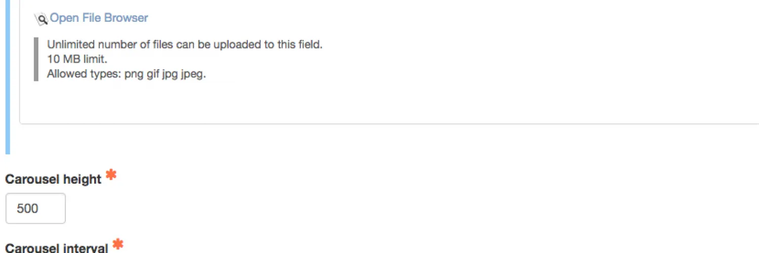 settings for carousel