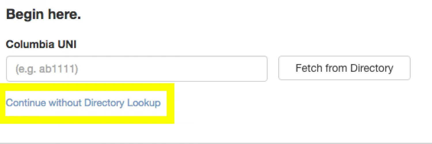 Continue without Directory Lookup