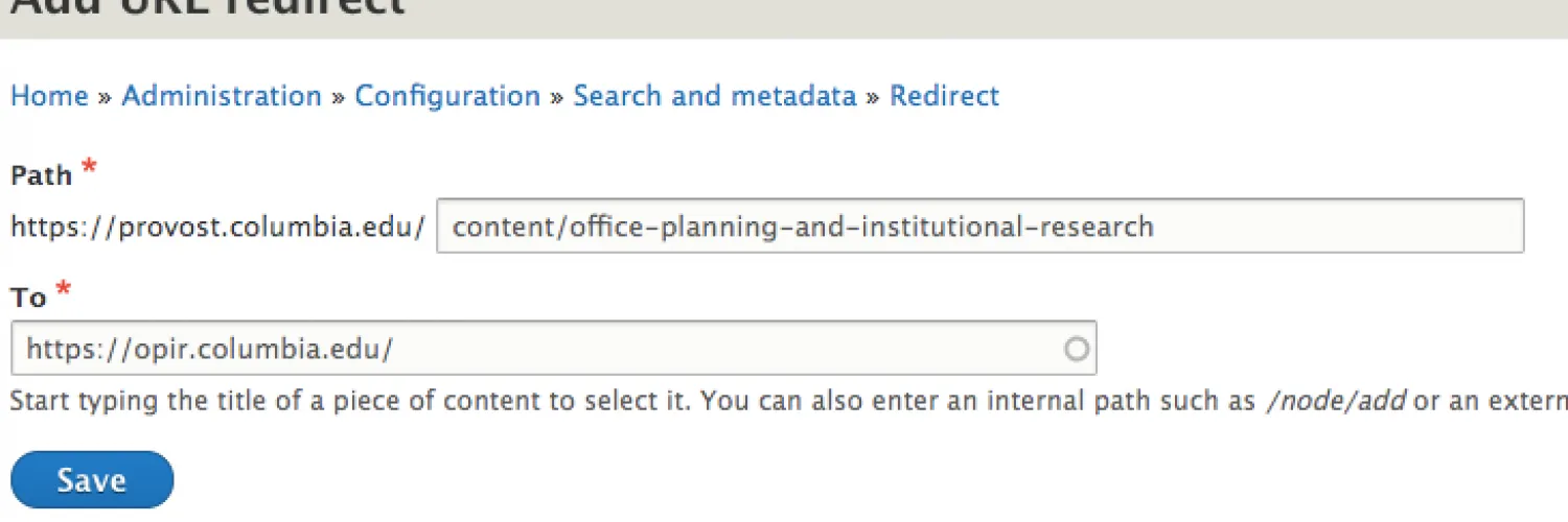 enter information in the Path and To fields