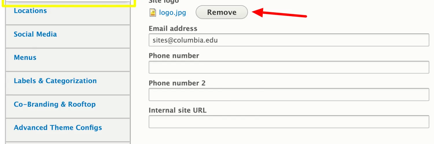 Site Settings > Contact