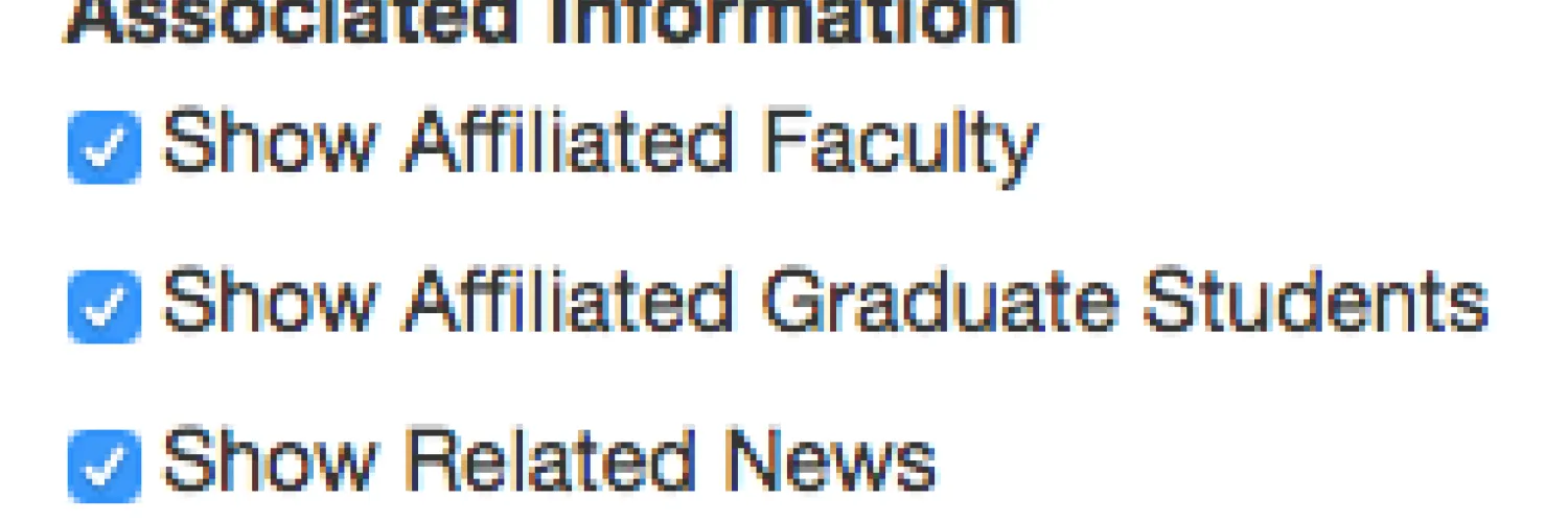 affiliated faculty, graduate students, and news articles