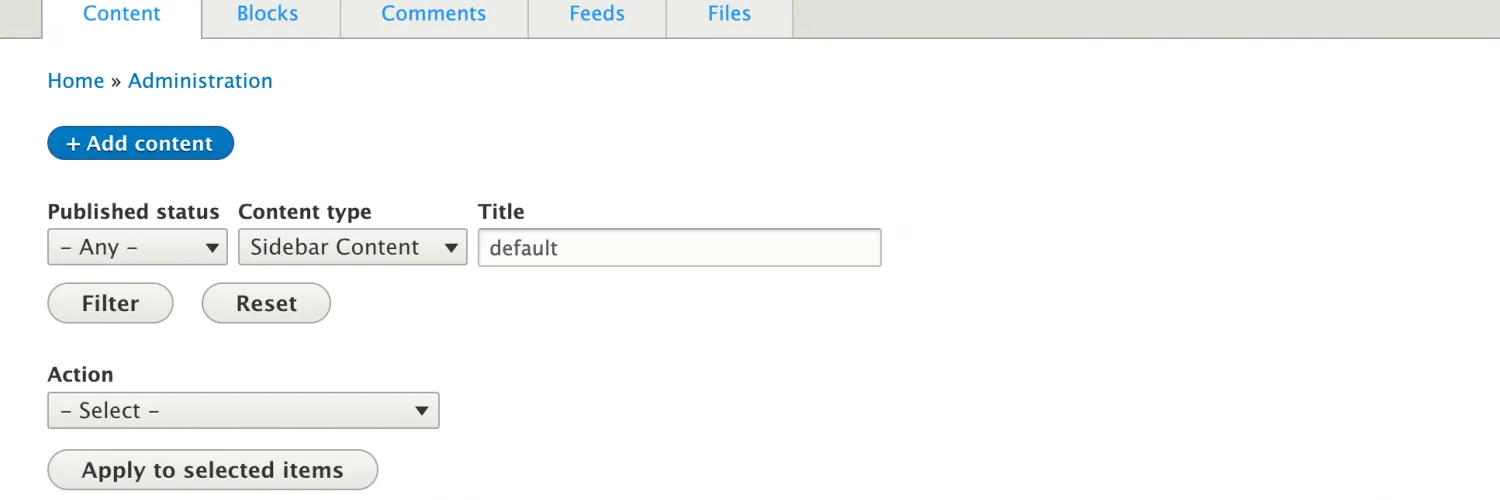 Sidebar in Content Library
