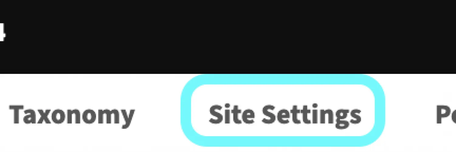 text displaying site settings within navigation menu