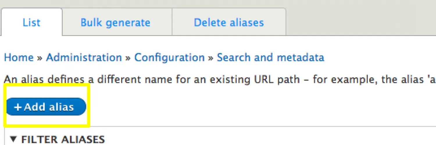 Add alias button