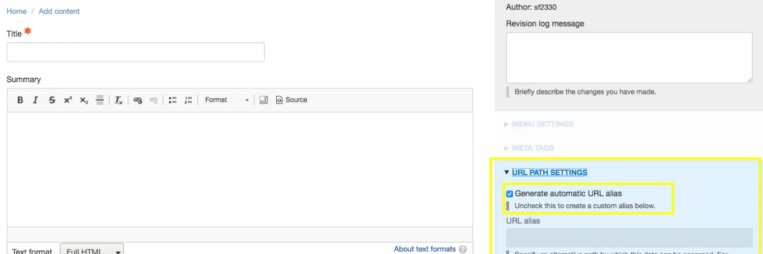 URL Path Settings