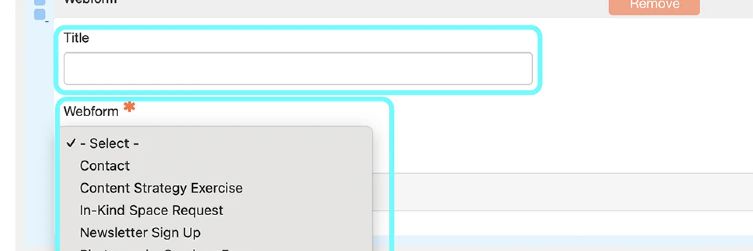 text highlighting fields on the backend of a webform for embedding to a web page