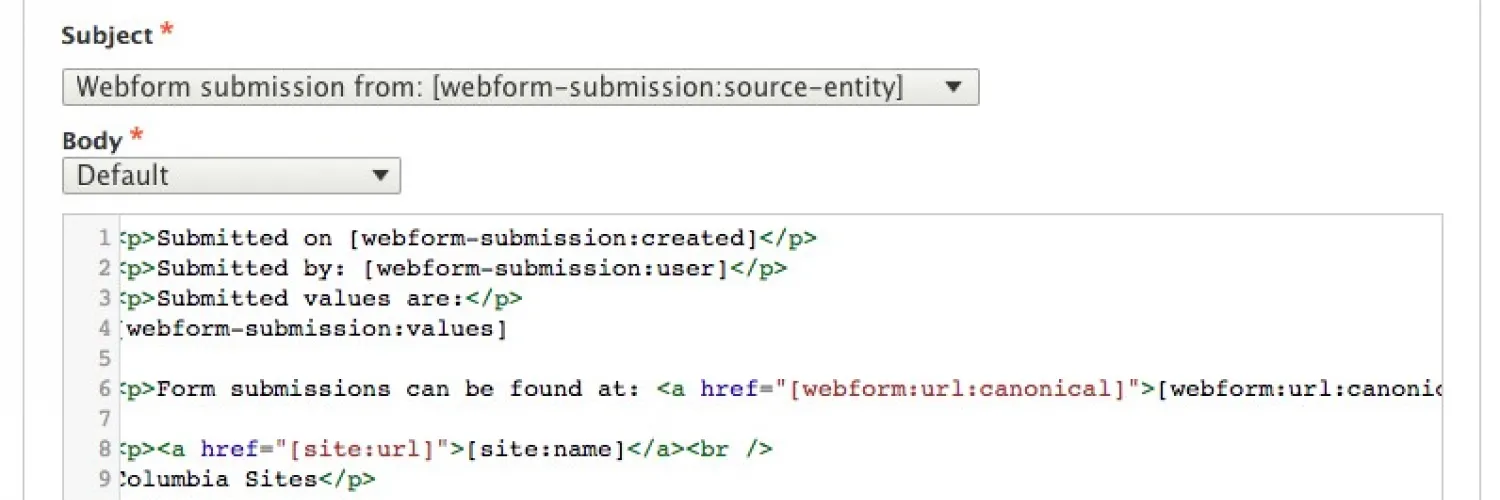 Subject & Body settings