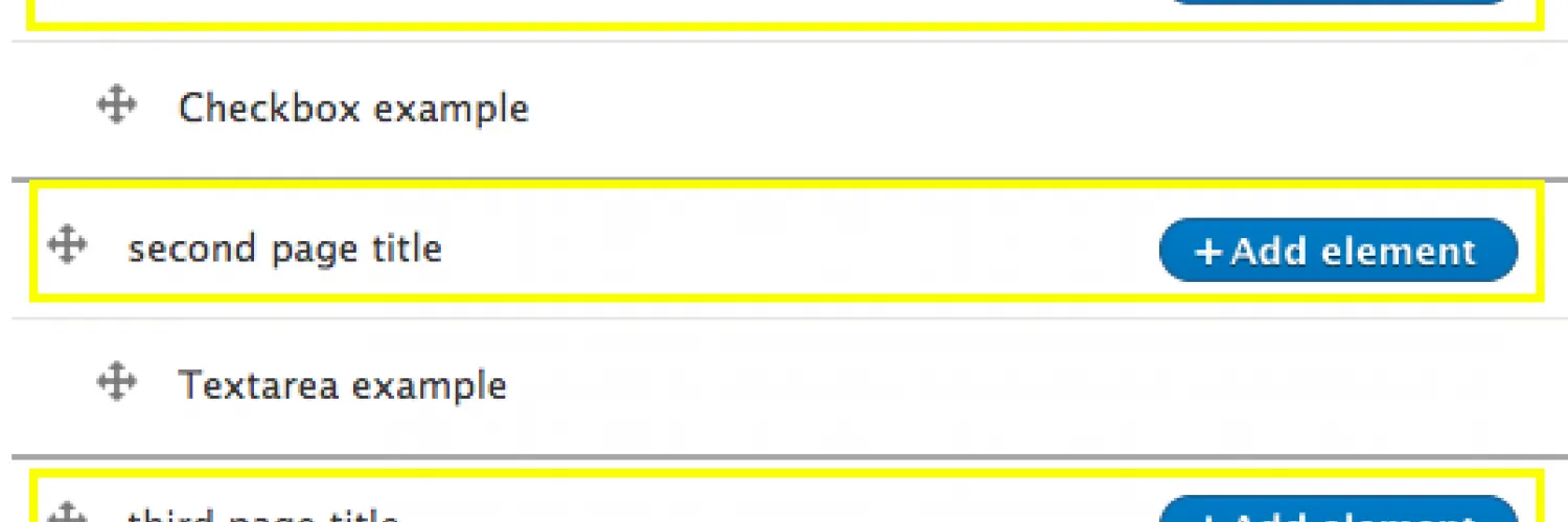 drag and drop elements between pages using the crosshairs icon