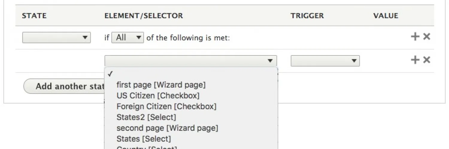 Choose the Triggering Element from the dropdown.