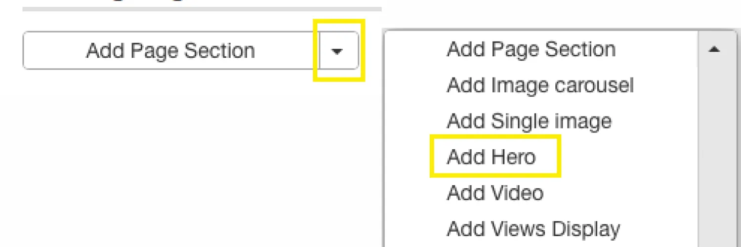 click on Add Hero from the available content options.