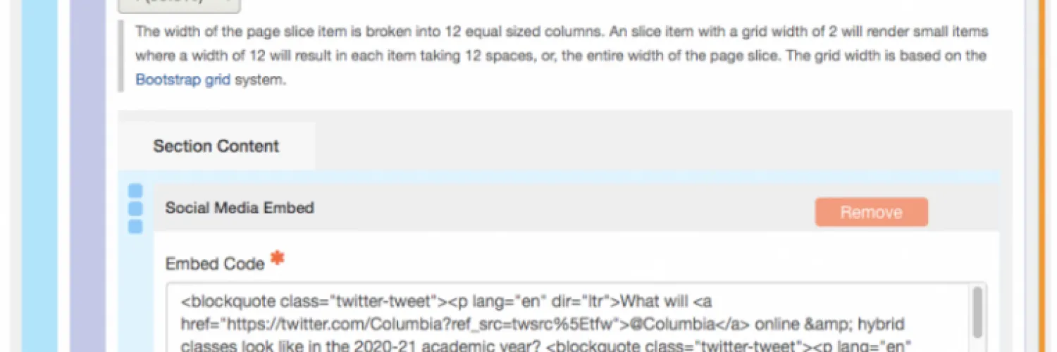 What the content entry looks like on the backend