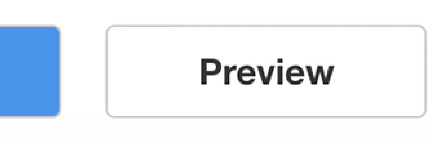 text displaying blue and white save, black and white preview, and red and white delete button options